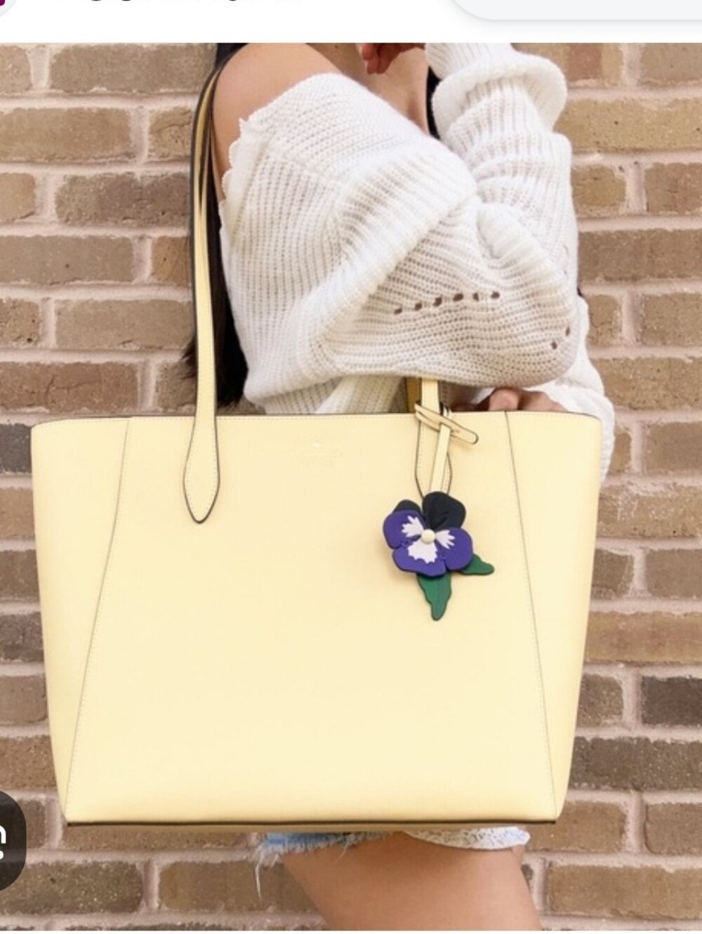Kate Spade Yellow Leather Flower Tote Bag And Dust cover Nwot $359 Retail